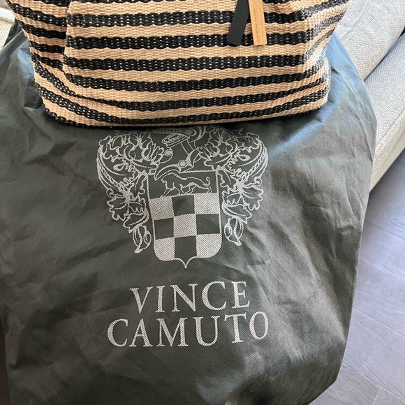 Vince Camuto Elegant Black and Tan Striped Tote Bag, natural straw - Picture 16 of 16